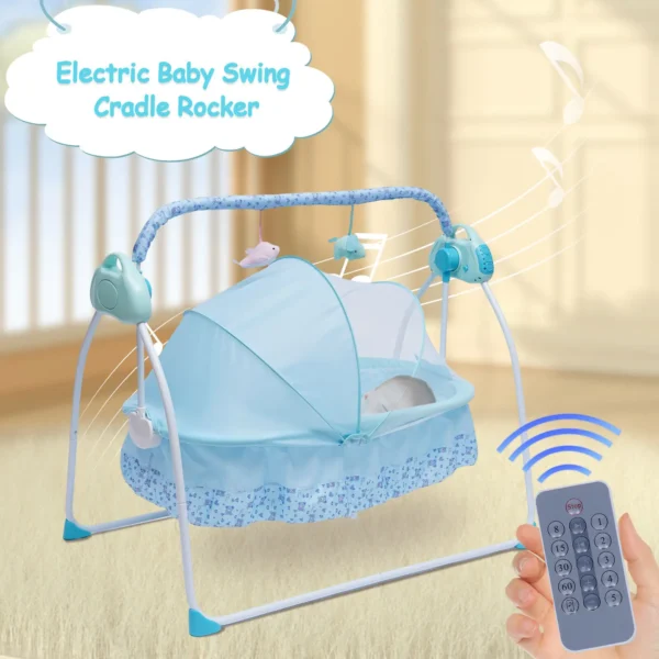 Bluetooth Baby Rocking Chair & Cradle with Music – Blue - Image 5