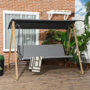 Outsunny 3-Seater Garden Swing with Canopy and Cushions
