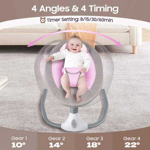 Electric Baby Swing with Remote – 4 Gears & USB - Image 3