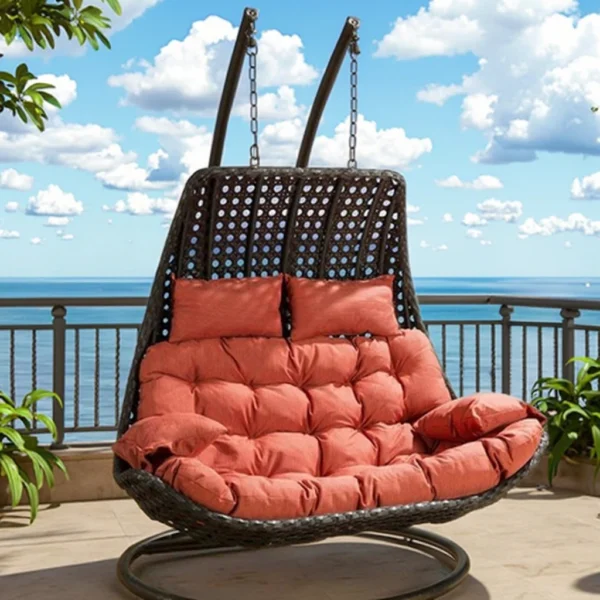 Double Seater Rattan Egg Hanging Chair for Outdoor Patio - Image 3