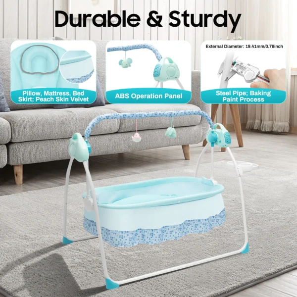 Foldable Electric Baby Cradle with Remote & Plush Toys - Image 6