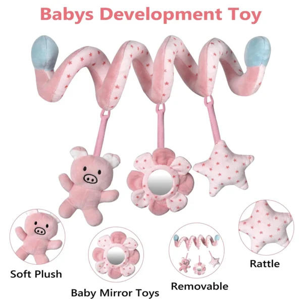 Plush Spiral Baby Stroller & Crib Sensory Toy with Mirror - Image 2