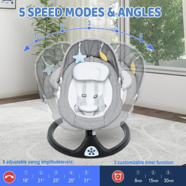 Adjustable Baby Swing & Cradle with Soft Music - Image 10
