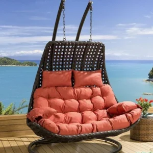 Double Seater Rattan Egg Hanging Chair for Outdoor Patio
