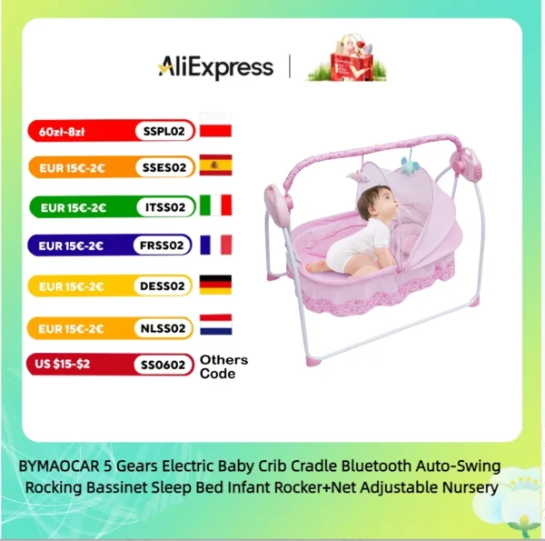 BYMAOCAR Electric Baby Crib & Auto-Swing Bassinet - Image 2