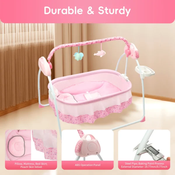 Baby Cradle Swing with Bluetooth & 5-Speed Comfort - Image 3