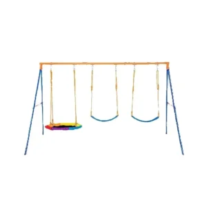 SucceBuy 3-Seat Backyard Swing Set – 600lbs Capacity