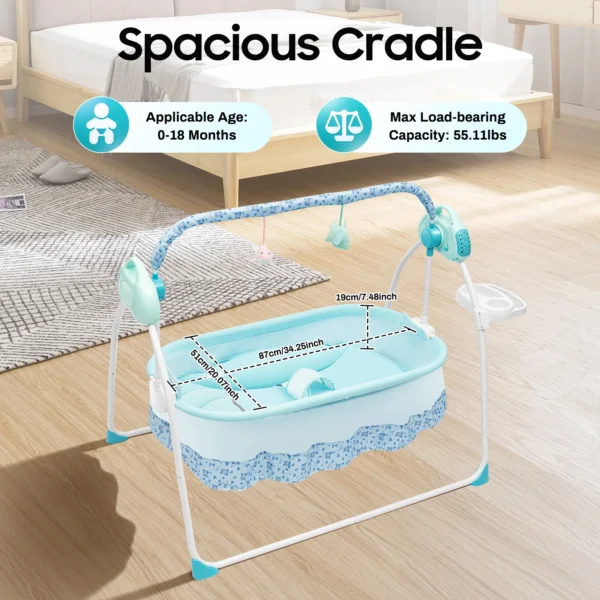 Foldable Electric Baby Cradle with Remote & Plush Toys - Image 4