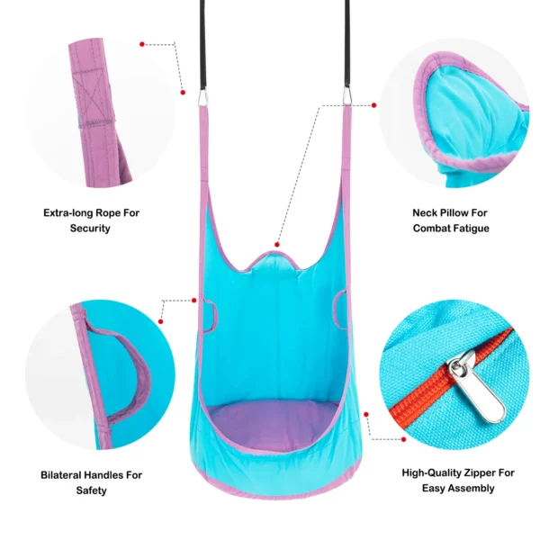 Portable Pod Swing Chair with Double Pocket & Pillow - Image 5