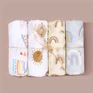 Buy 4PCS Baby Muslin Swaddle Blanket Set – Soft Cotton & Bamboo in UK, London