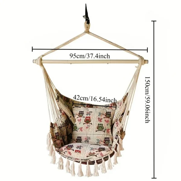 Handwoven Outdoor Hanging Bed Chair with Pillows & Bag - Image 6
