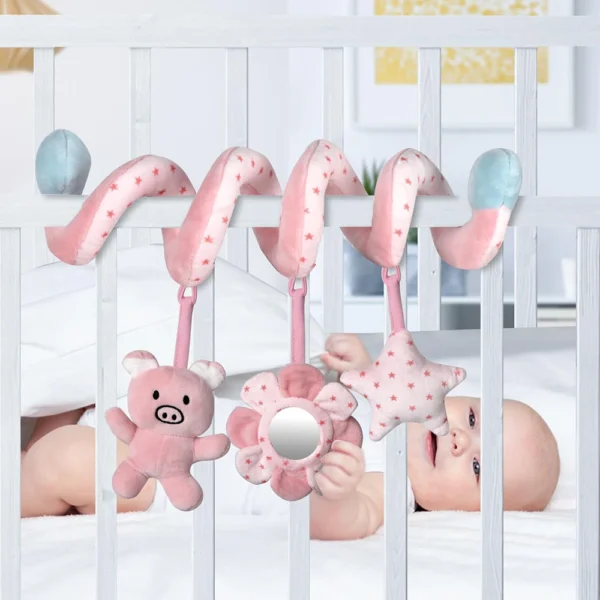 Plush Spiral Baby Stroller & Crib Sensory Toy with Mirror - Image 4