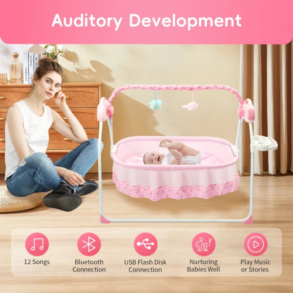 Baby Cradle Swing with Bluetooth & 5-Speed Comfort - Image 4