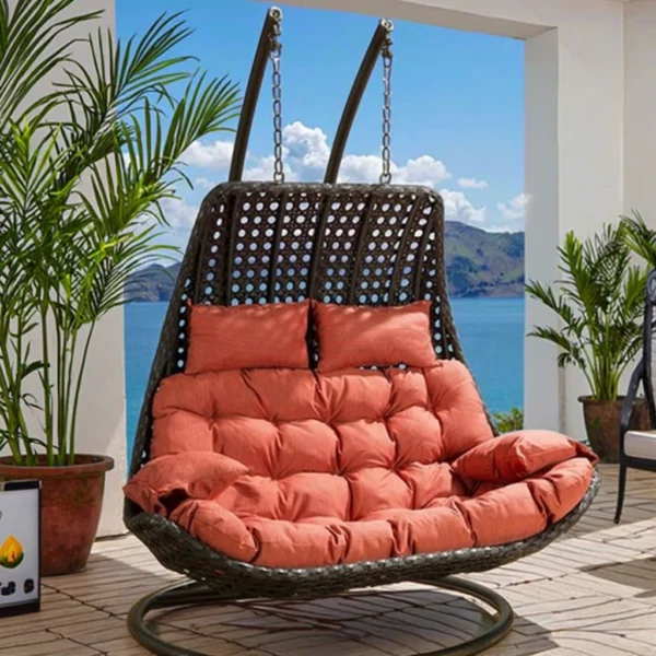 Double Seater Rattan Egg Hanging Chair for Outdoor Patio - Image 6