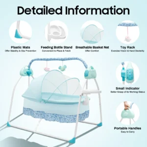 Buy Foldable Electric Baby Cradle with Remote & Plush Toys in UK, London