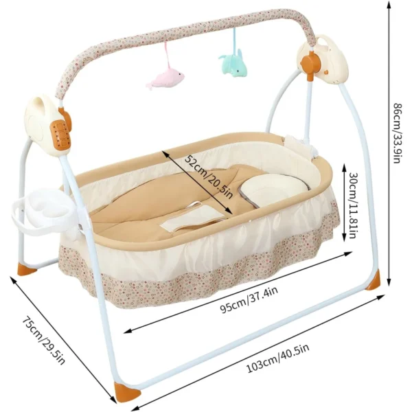 Foldable Electric Baby Cradle Swing with Remote - Image 3