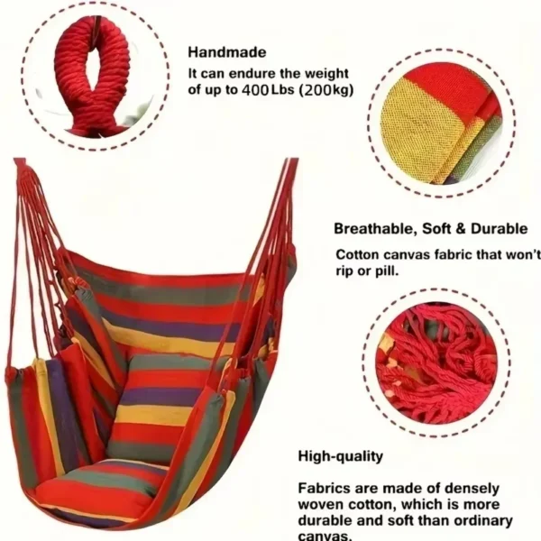200KG Heavy Duty Canvas Hammock Chair – Outdoor & Indoor - Image 4