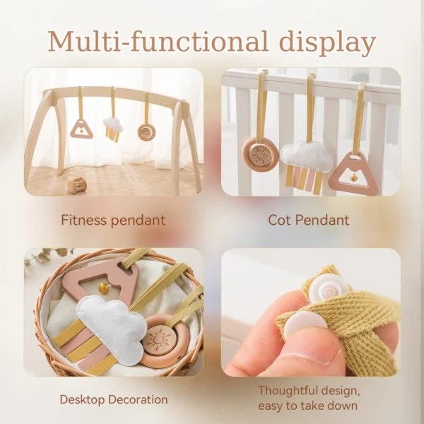 Wooden Baby Gym Pendant Crib Hanging Rattle and Teether Toy - Image 2