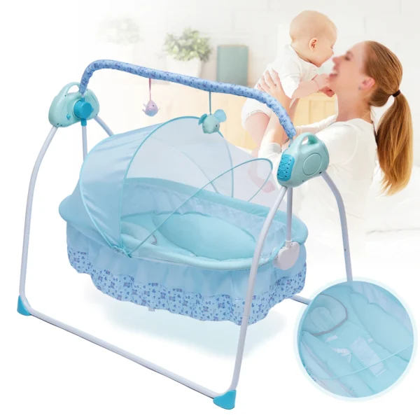 Bluetooth Baby Rocking Chair & Cradle with Music – Blue - Image 3