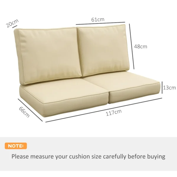 Beige 2-Seater Patio Chair Cushion Set – Indoor & Outdoor - Image 5