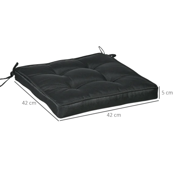 Outsunny 42x42cm Black Garden Seat Cushion with Ties - Image 3
