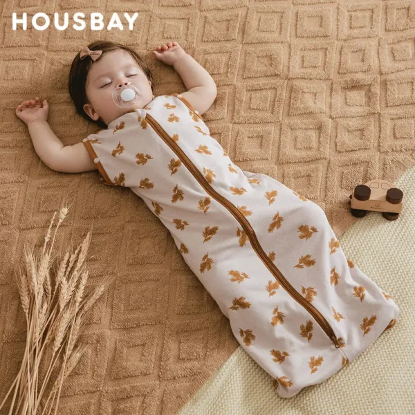 HOUSBAY Newborn Cotton Sleep Sack – 2-Way Zip, Summer - Image 2