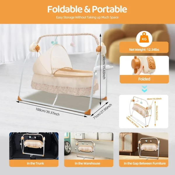 Foldable Electric Baby Cradle Swing with Remote - Image 4
