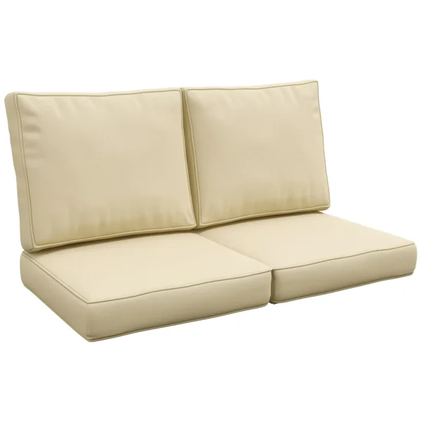Beige 2-Seater Patio Chair Cushion Set – Indoor & Outdoor - Image 2