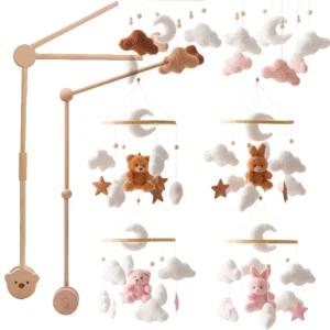 Buy Wooden Baby Crib Mobile with Musical Rattle and Holder in UK, London