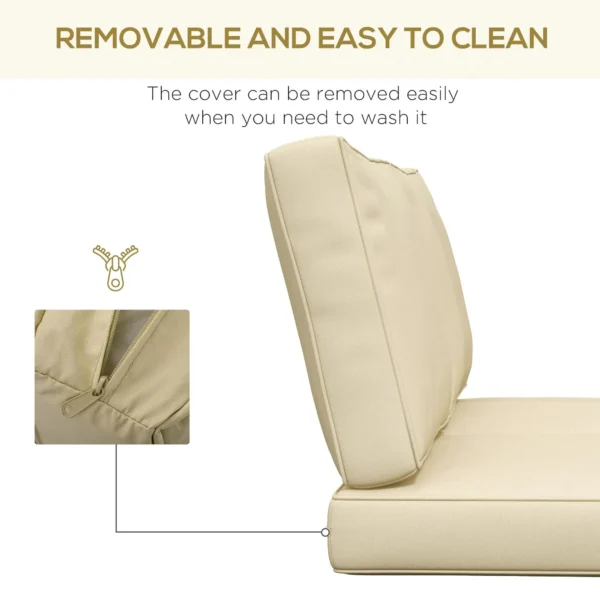 Beige 2-Seater Patio Chair Cushion Set – Indoor & Outdoor - Image 4