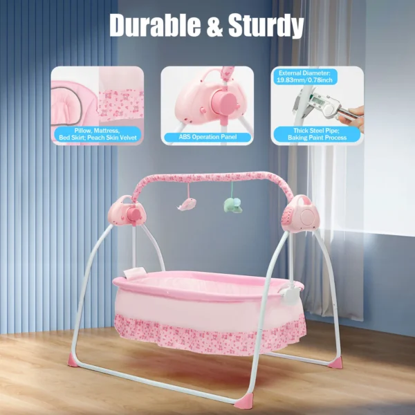 Cradle Swing Bed for Babies 0-18 Months with Music - Image 4