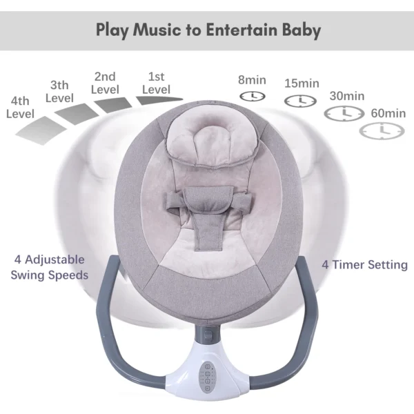 Aramox Motorized Baby Swing S-Y608 – 4 Speeds & Lullabies - Image 6
