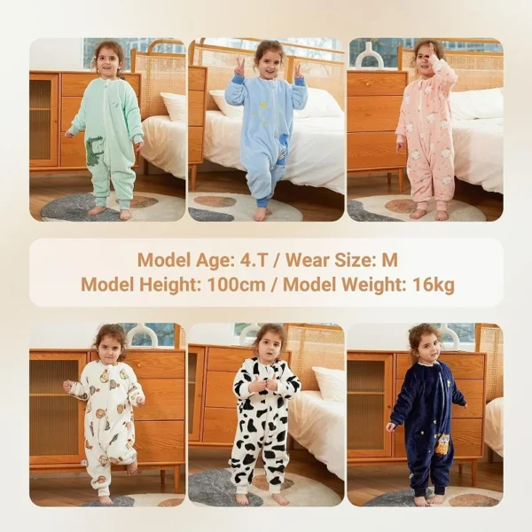 MICHLEY Winter Flannel Baby Sleepsack – Cartoon Print - Image 6