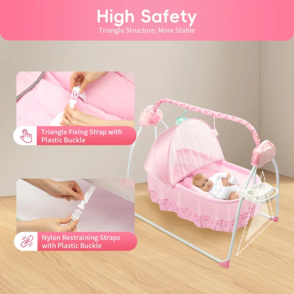Baby Cradle Swing with Bluetooth & 5-Speed Comfort - Image 2
