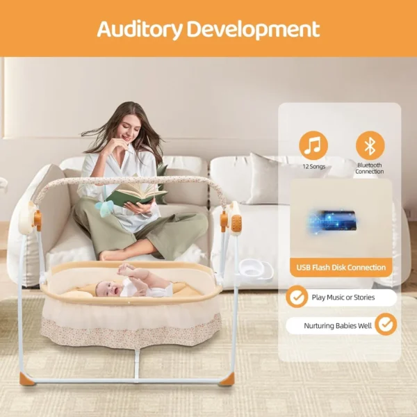 Foldable Electric Baby Cradle Swing with Remote - Image 6