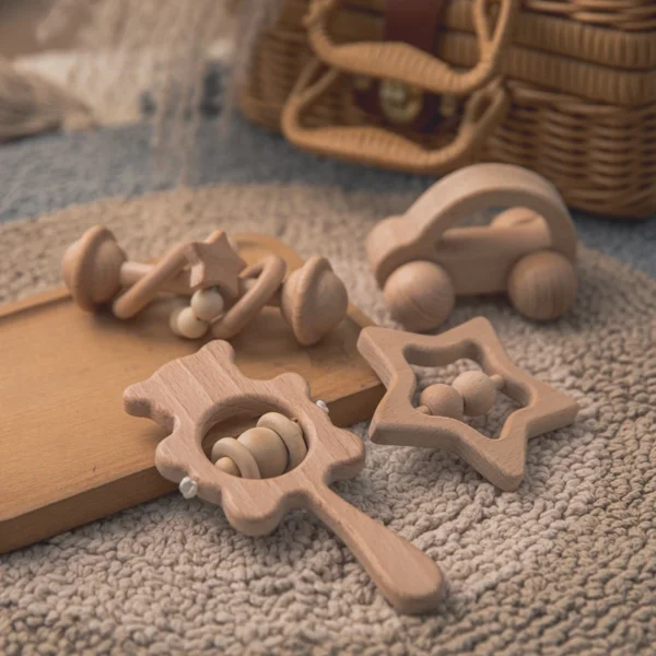 Wooden Baby Rattles Set – Montessori Musical Teether Toy - Image 17