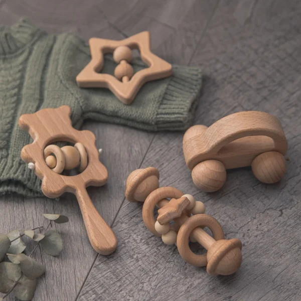 Wooden Baby Rattles Set – Montessori Musical Teether Toy - Image 26