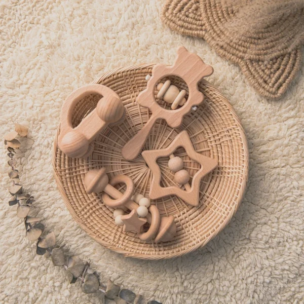 Wooden Baby Rattles Set – Montessori Musical Teether Toy - Image 15