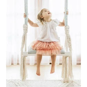 Child Swing Chair – Solid Wood Hanging Seat with Cushion