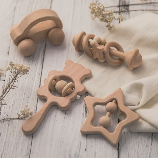 Wooden Baby Rattles Set – Montessori Musical Teether Toy - Image 18