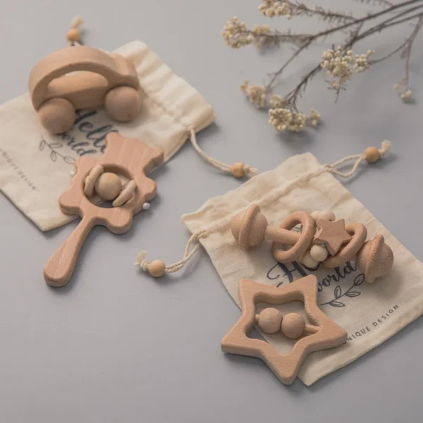 Wooden Baby Rattles Set – Montessori Musical Teether Toy - Image 19