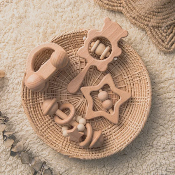 Wooden Baby Rattles Set – Montessori Musical Teether Toy - Image 6