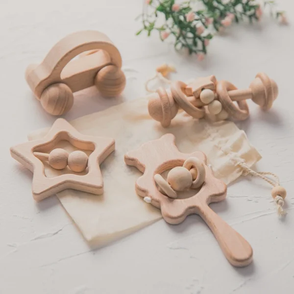 Wooden Baby Rattles Set – Montessori Musical Teether Toy - Image 16