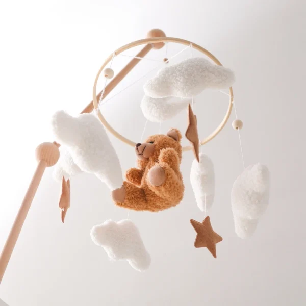 Baby Crib Mobile Rattle Toy – Soft Felt Pink Bear & Whale - Image 45