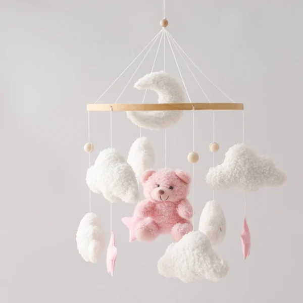 Baby Crib Mobile Rattle Toy – Soft Felt Pink Bear & Whale - Image 25