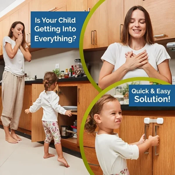 Child Safety Strap Locks – 5/10 Baby Cabinet & Drawer Locks - Image 14