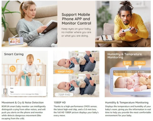 Tuya Smart 5" WiFi Baby Monitor with 1080P HD Camera - Image 14