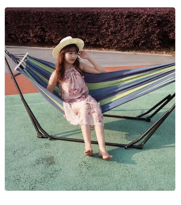 Outdoor Canvas Swing with Stand – Foldable Hammock Chair - Image 31