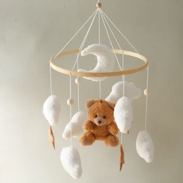 Baby Crib Mobile Rattle Toy – Soft Felt Pink Bear & Whale - Image 42