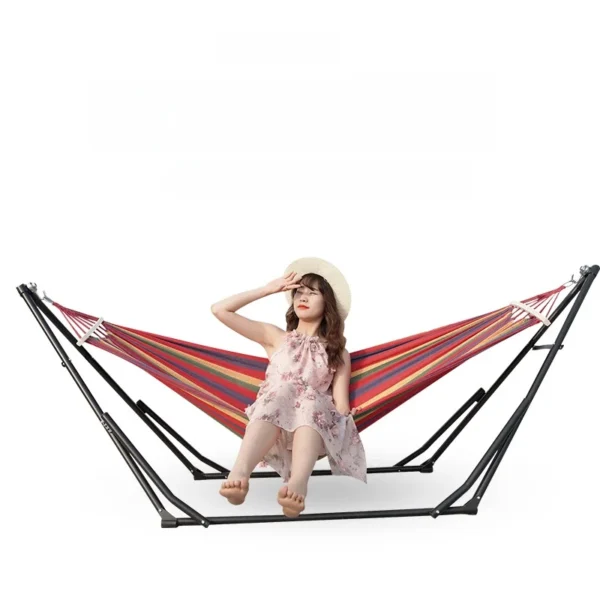 Outdoor Canvas Swing with Stand – Foldable Hammock Chair - Image 4